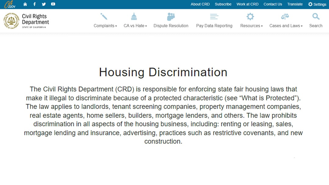 California Housing Discrimination Law