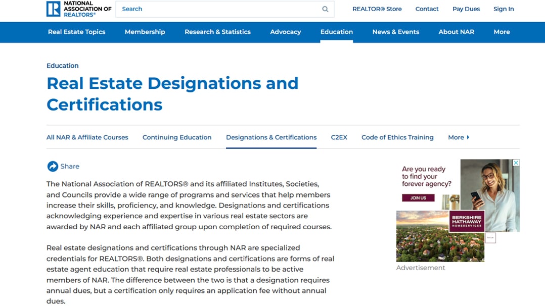 NAR Designations and Certifications Page