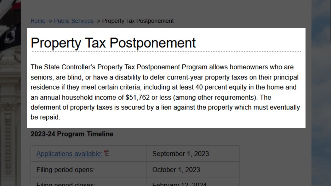 Property Tax Postponement Program