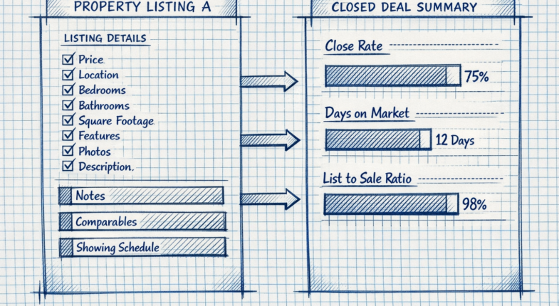 Broker reviewing transaction close rate data