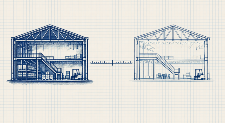 Warehouse exterior in San Diego industrial district