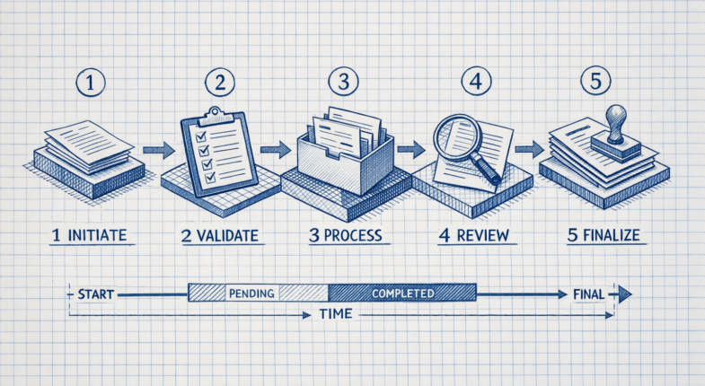 Tax forms and exchange documents on desk