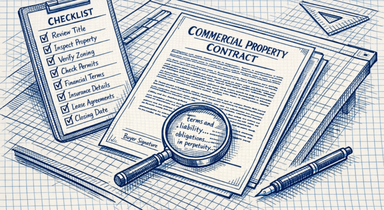 Property owner reviewing contract before signing