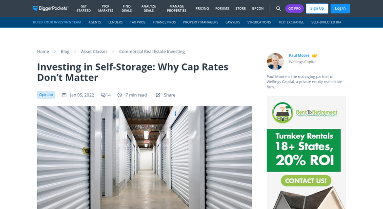 Self-storage facility valuation cap rate chart