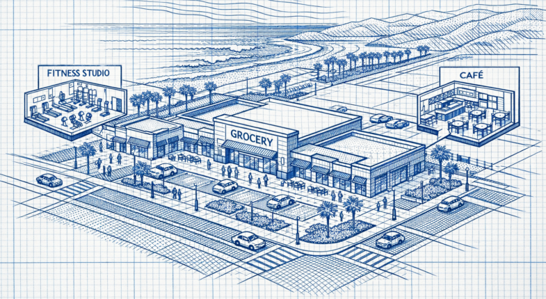 San Diego retail storefront with commercial leasing signage