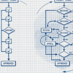 Two approval pathway flowcharts side by side